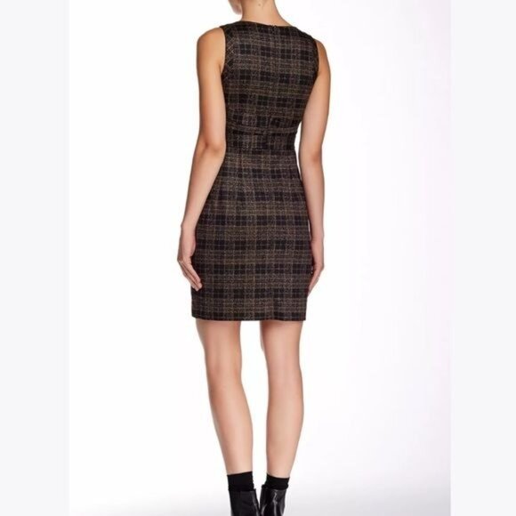 Nanette Lepore Deception Dress Black Camel Plaid 6 NWT MSRP #378 - Picture 5 of 8
